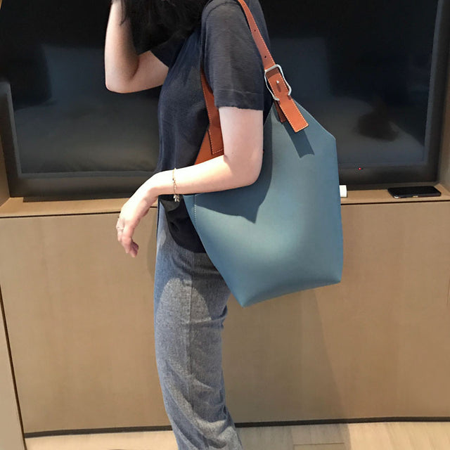 Bucket bag all-match soft leather female bag - Dazpy