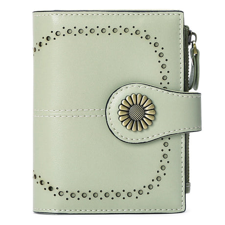 Wallet Women's Short Oil Wax Leather Zipper Card Holder - Dazpy