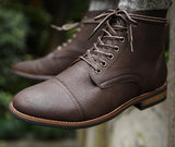 Men's Shoes With Front Lace Round Toe Motorcycle Boots - Dazpy