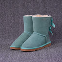 Women's Solid Color Bow Mid-tube Snow Boots