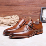 Formal Men's Square Toe Shoes British Monk Shoes - Dazpy