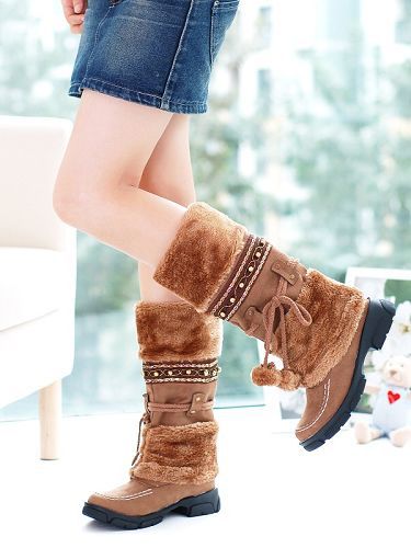 Winter Martin Boots Thick High-Heeled Boots Women's Fashion Shoes Sexy Long Long Snow Boots - Dazpy