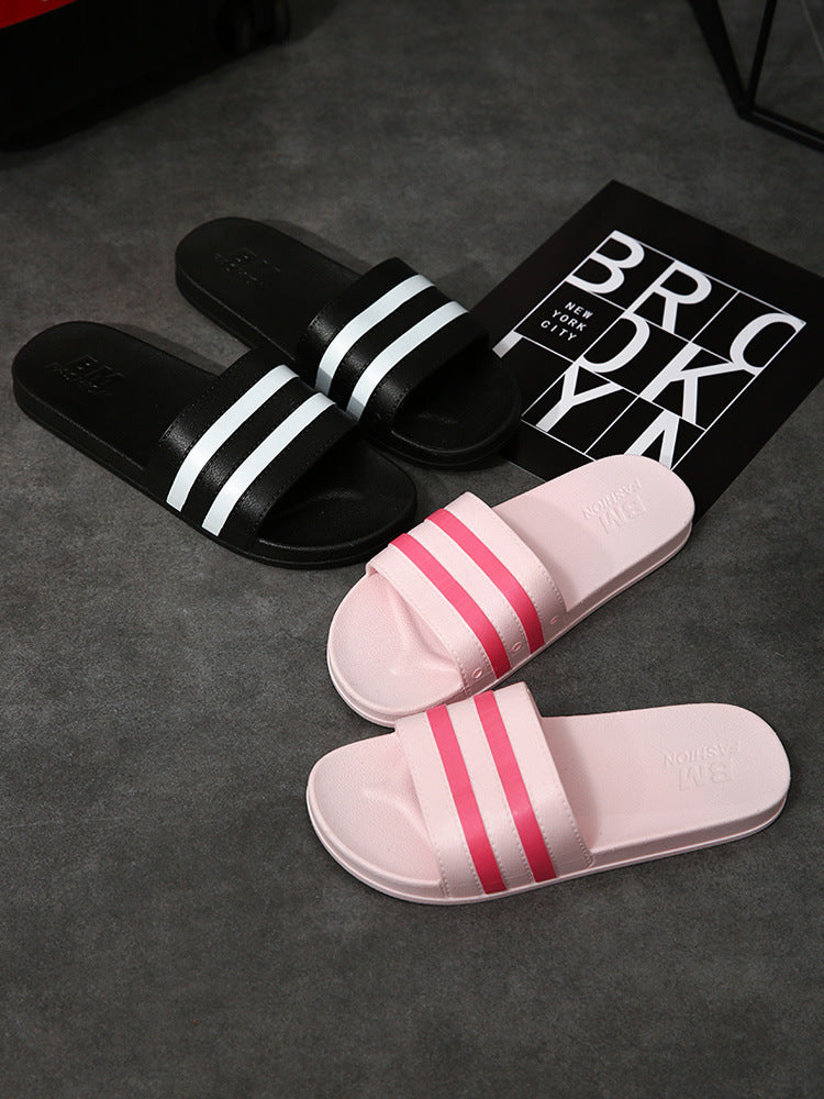 Striped Bath Plastic Stall Household Shoes Men's Bathroom Sandals And Slippers - Dazpy