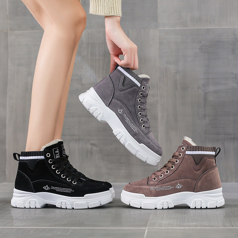 Ladies Casual Shoes Lace-up Fashion Sneakers Platform Snow Boots Winter Women Boots Warm Plush Women's Shoes - Dazpy