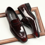 Men's Square-toe Patent Leather Business Formal Shoes - Dazpy