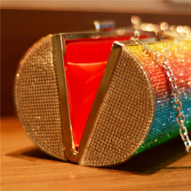 Rainbow Rhinestone Purse Evening Bag - Dazpy