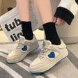 Women's Thick-soled Love Lambs Wool Lace-up And Suede Sneakers - Dazpy