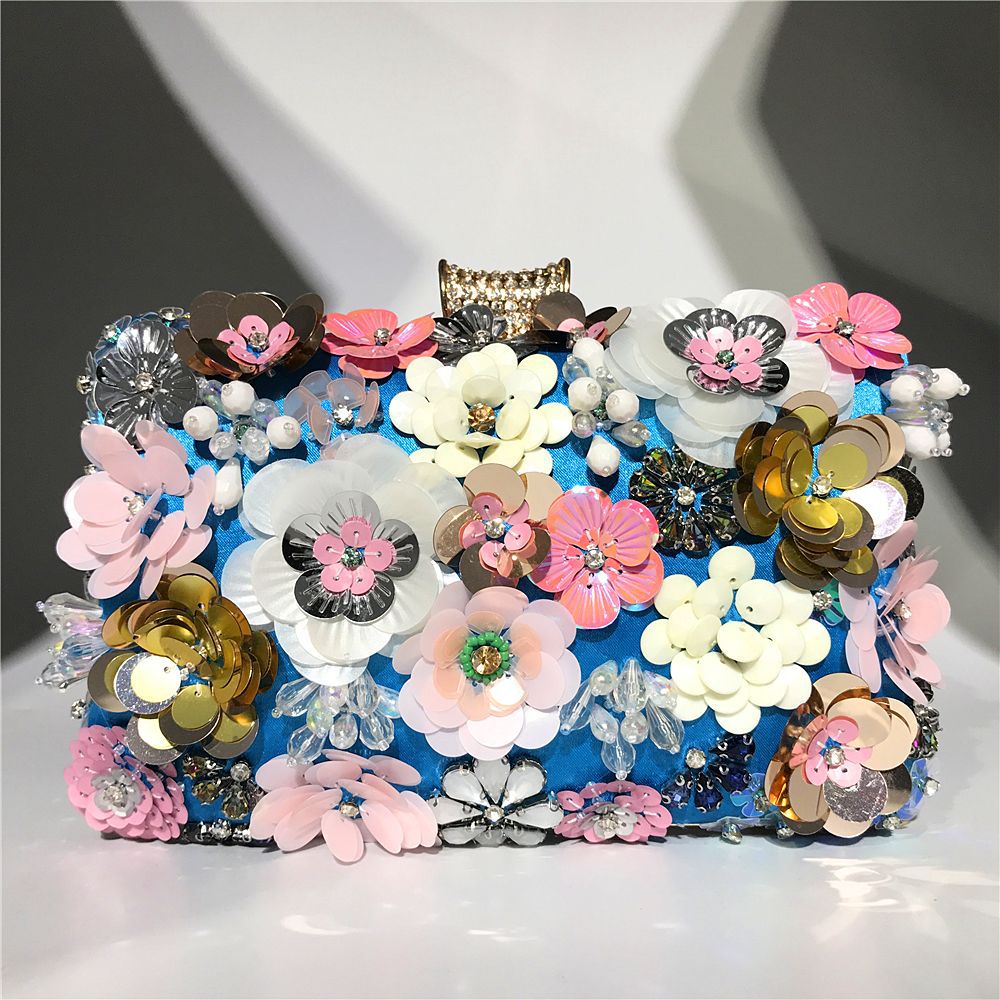 Ladies handmade colorful flower beaded bag - Dazpy