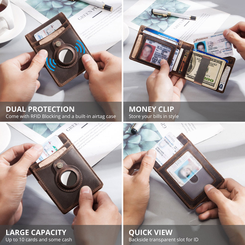 RFID Coin Clip Layer Leather Card Holder For Men - Dazpy