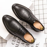 Men's Low Top Brown Pointed Toe Formal Leather Shoes - Dazpy