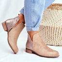 Synthetic leather lady's ankle boot