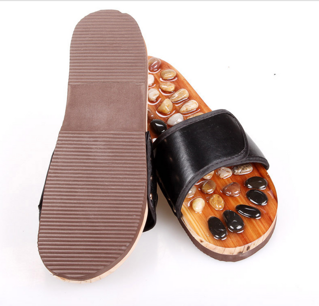 Natural color jade stone jade pebbles foot soles health massage shoes home slippers - Dazpy