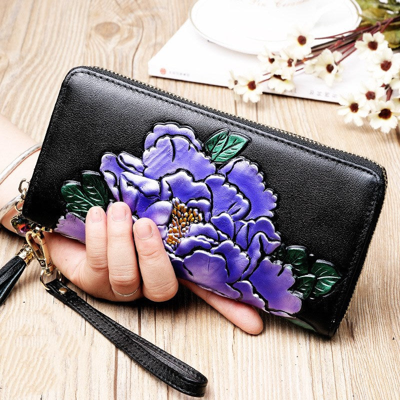 Leather zipper Korean style first layer leather wallet - Dazpy