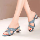 Mesh Mid-heel Sandals Women Waterproof Platform Fish Mouth Thick With Rhinestone Outer Wear