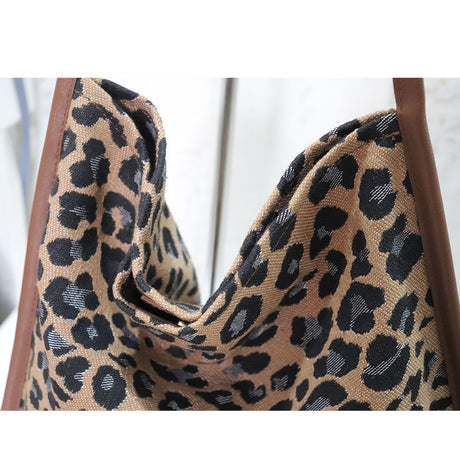 Fashion Leopard Print Canvas Single Shoulder Bag Net - Dazpy