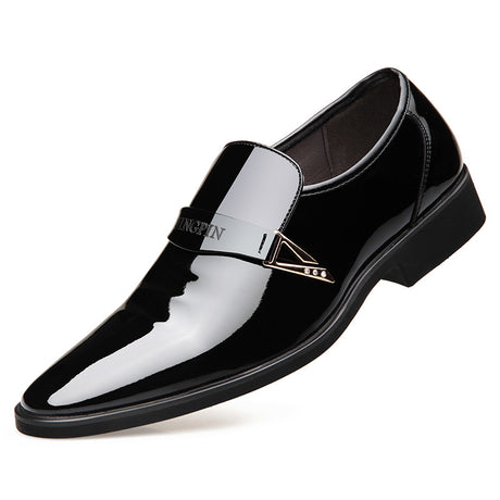 Men's Business Pointed Toe Breathable Patent Leather Shoes - Dazpy