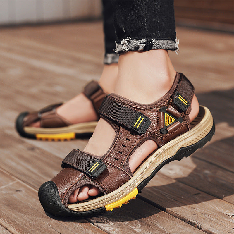 Men's Baotou Leather Sandals Outdoor Mountaineering Breathable Casual - Dazpy