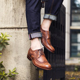 Carved British Vintage Distressed Business Casual Leather Shoes - Dazpy