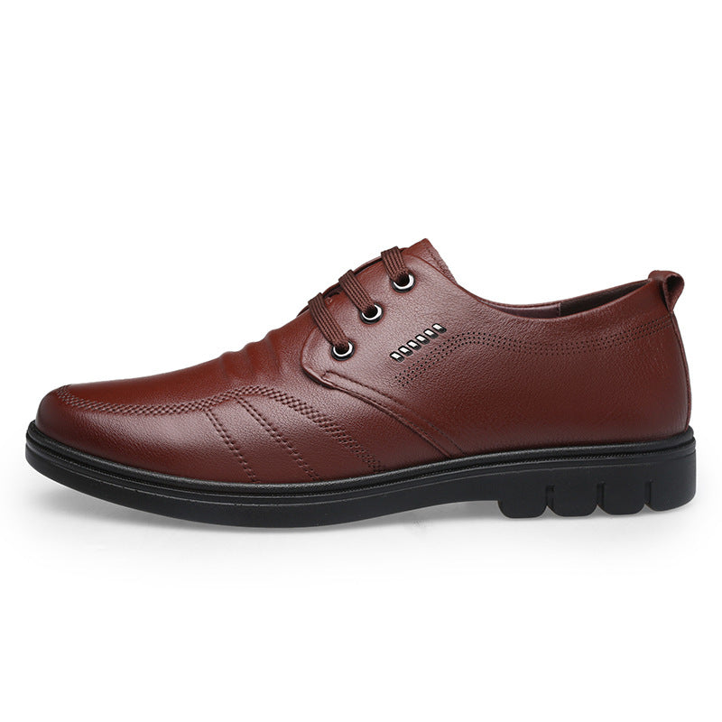 Men's Business Casual Leather Shoes With Breathable Laces - Dazpy