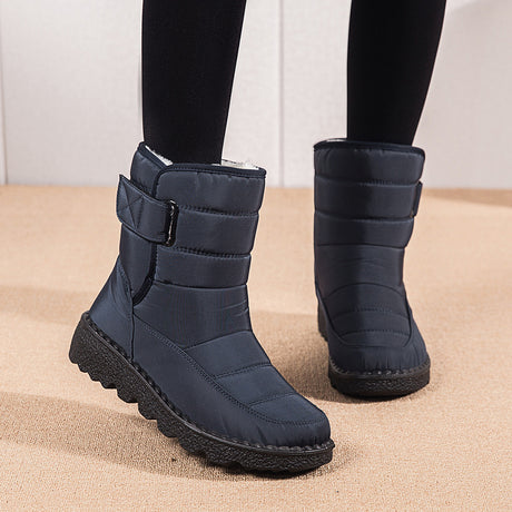 Winter Fabric Casual Cotton Shoes Mid-tube Artificial Wool Plus Velvet Thick Snow Boots - Dazpy