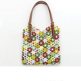 Floral Single Shoulder Bag Handmade Crochet Cotton Yarn Ball - Dazpy