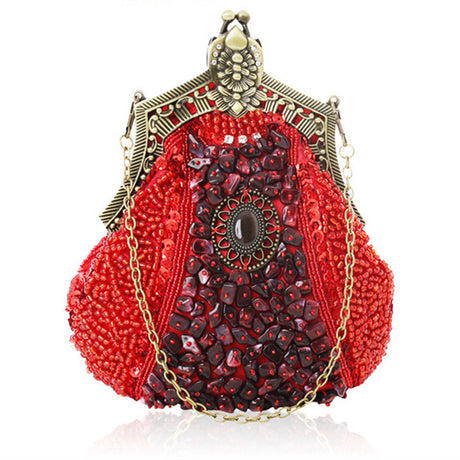 Women's Vintage Heavy Beaded Evening Bag - Dazpy