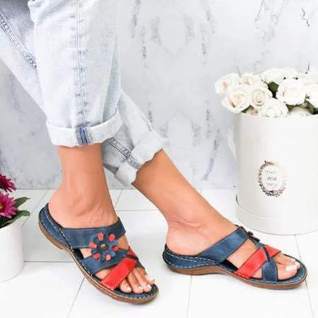 Sweet Color Matching Flowers Women's Sandals Fish Mouth  Toe Shoes - Dazpy