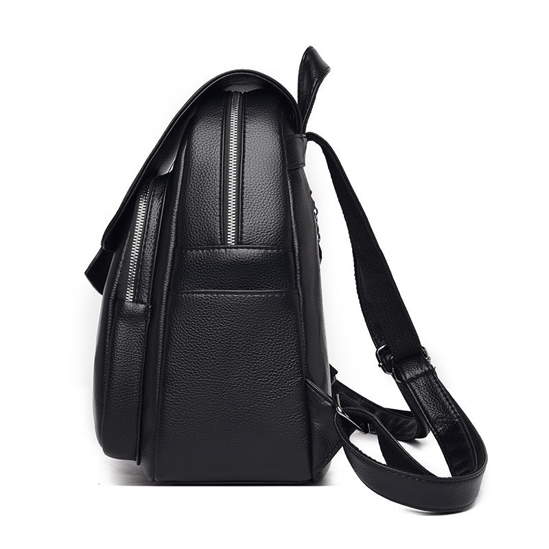 Fashion Soft Leather Backpack Belt Decoration Casual Bag - Dazpy