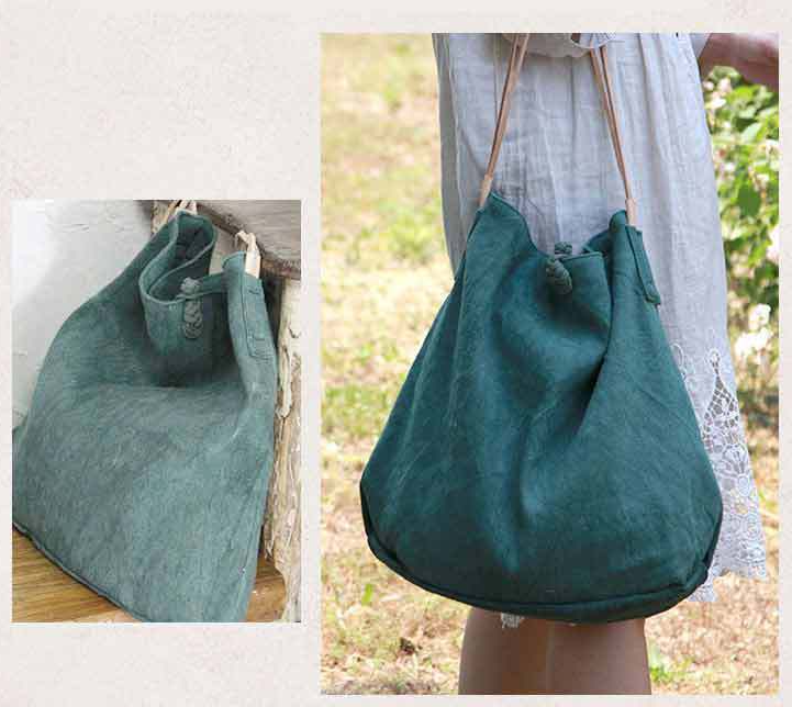 Casual One-shoulder Literary Hand Cloth Bag Handmade Disc Buckle Large Capacity - Dazpy