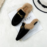 Flat-bottomed Rabbit Fur Baotou Half Slippers - Dazpy