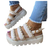 Buckled Platform Chain Slip-toe Sandals - Dazpy