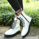 British Style Short Round Toe Thick Heel Side Zipper Women's Boots