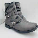 Round Toe Belt Buckle Side Zipper Chunky Heel Casual Men's Short Boots - Dazpy