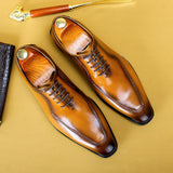 Business Dress Shoes Leather Pointed Scalp Men's Oxford Suit Shoes - Dazpy