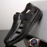 Men's leather hollow breathable sandals - Dazpy