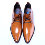 British Super Pointed Toe Business Formal Wear Mid-high-top Leather Shoes - Dazpy