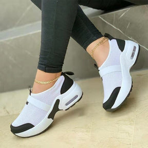 Flying Woven Elastic And Velcro Decoration Casual Sneakers