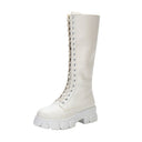Black Lace-up Women's British Style Knight Boots