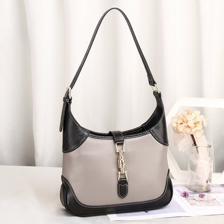 Leather Shoulder Small Female Cowhide Soft Leather Armpit Bag - Dazpy