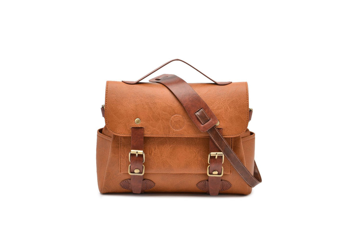 Vegetable Tanned French Messenger  Oil Wax Leather Large Capacity Cambridge Bag - Dazpy