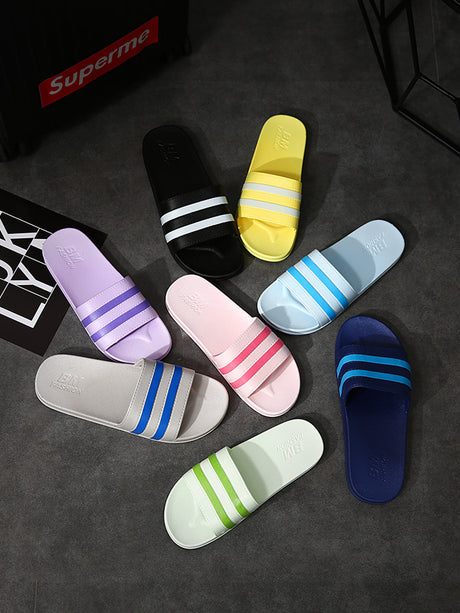 Striped Bath Plastic Stall Household Shoes Men's Bathroom Sandals And Slippers - Dazpy