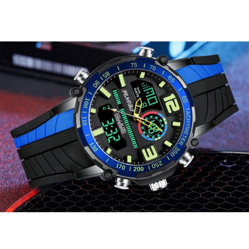 Men's Striped Silicone Strap Sports Watch - Dazpy