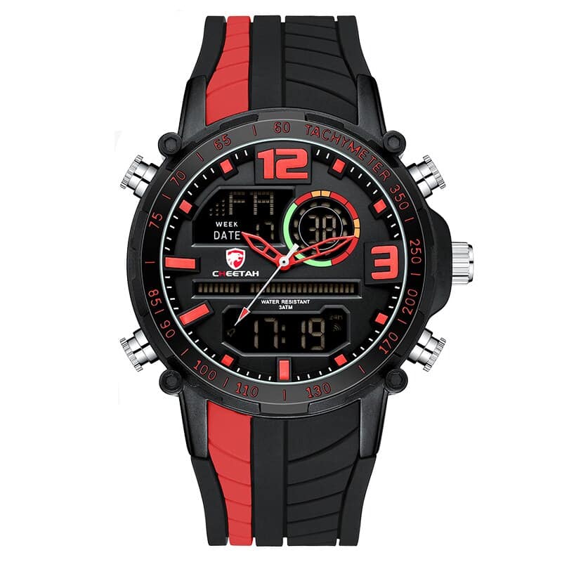 Men's Striped Silicone Strap Sports Watch - Dazpy