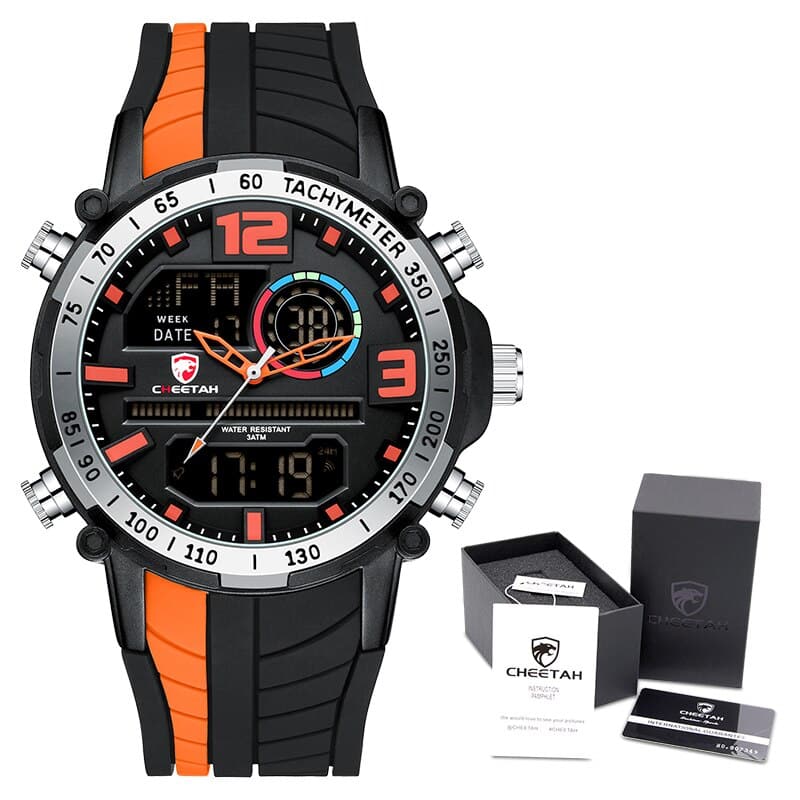 Men's Striped Silicone Strap Sports Watch - Dazpy