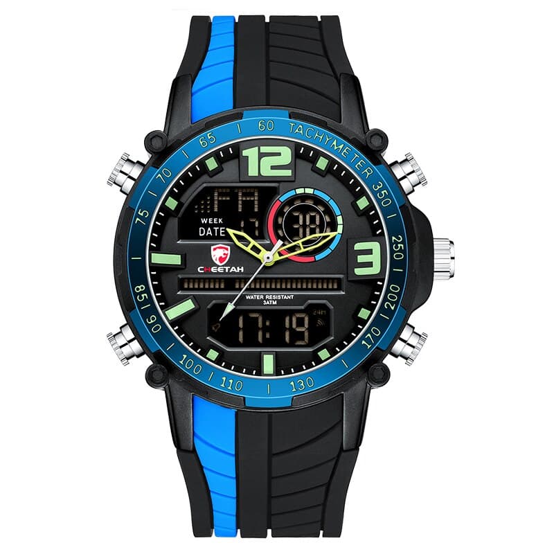 Men's Striped Silicone Strap Sports Watch - Dazpy