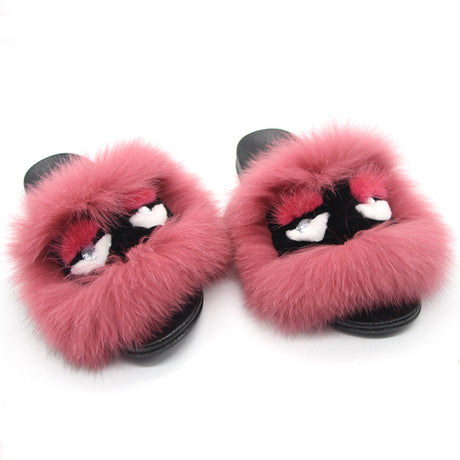 Fox hair slippers - Dazpy