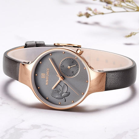 Women's Elegant Leather Quartz Watch - Dazpy