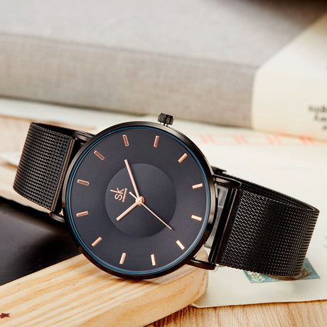 Ultra Thin Wristwatches for Women with Metal Mesh Strap - Dazpy