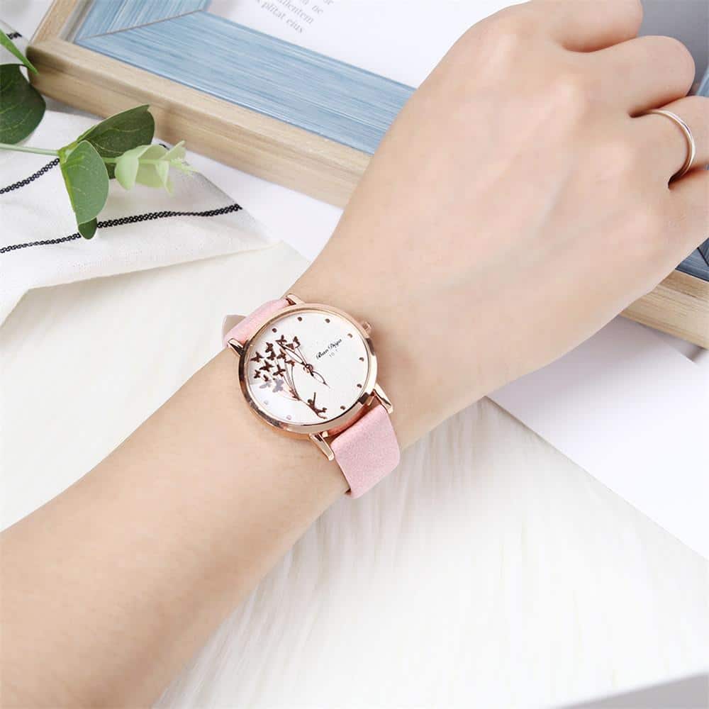 Vintage Leather Butterfly Quartz Watch for Women - Dazpy