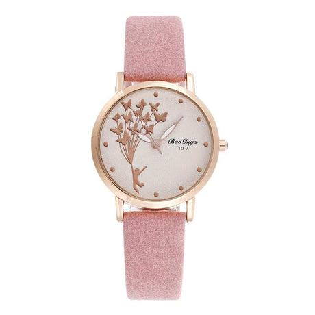 Vintage Leather Butterfly Quartz Watch for Women - Dazpy